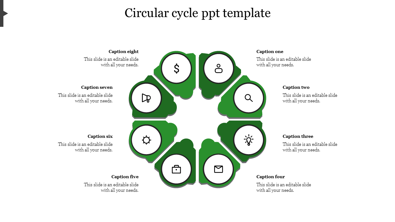 circular cycle ppt template-Green